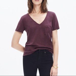 Madewell | Burgundy Whisper Cotton Pocket V-Neck T